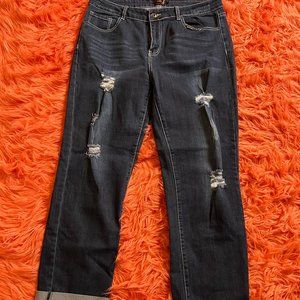 Womens L&B lucky and blessed distressed boyfriend capris 16